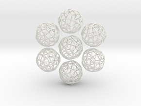Irregular Wireframe Spherical Beads x6 in White Natural Versatile Plastic