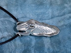 Cuttlefish Pendant in Natural Silver: Medium