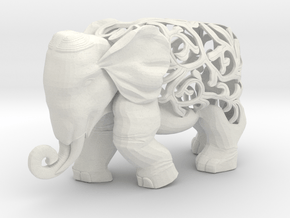 Figurine Elephant Verziert in White Natural Versatile Plastic