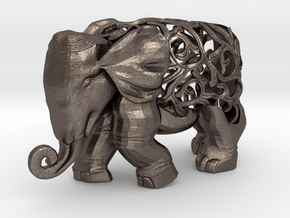 Figurine Elephant Verziert in Polished Bronzed Silver Steel