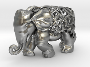 Figurine Elephant Verziert in Natural Silver