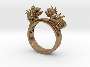 Twin Chameleon Ring in Natural Brass