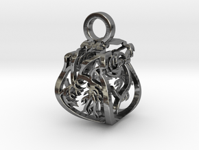 Heart of Roses Perspective Pendant in Polished Silver