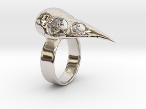 Realistic Raven Skull Ring - Size 9 in Platinum