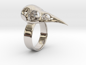 Realistic Raven Skull Ring - Size 11 in Platinum