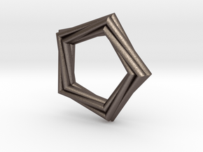 Pentagonal Pendant or Ring in Polished Bronzed Silver Steel