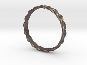 4 Strand Tight Braided Ring in Polished Bronzed Silver Steel