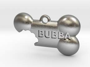 BubbaTag, Dog Bone Bite, Large in Natural Silver