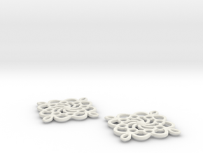 Earrings Mandala in White Natural Versatile Plastic
