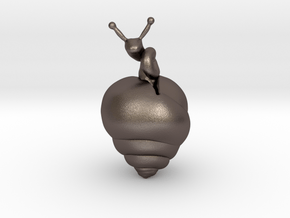 Snail Pendant in Polished Bronzed Silver Steel