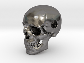 25mm 1in Bead Human Skull Pendant Crane Schädel in Polished Nickel Steel