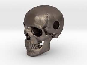 25mm 1in Bead Human Skull Pendant Crane Schädel in Polished Bronzed Silver Steel