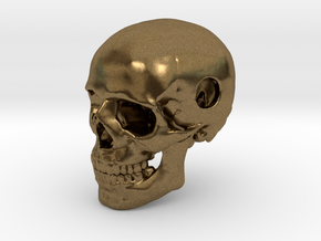 25mm 1in Bead Human Skull Pendant Crane Schädel in Natural Bronze