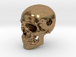 25mm 1in Bead Human Skull Pendant Crane Schädel in Natural Brass