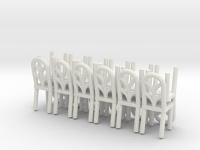 HO Scale Cafe  Chair style 2 X12 in White Natural Versatile Plastic