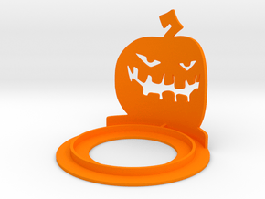 Halloween Pumpkin Tea Candle Holder in Orange Processed Versatile Plastic
