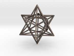 Stellated Dodecahedron 35mm in Polished Bronzed Silver Steel
