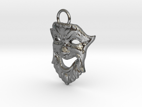 Laughing Greek Mask Pendant 1.5inches in Polished Silver