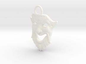 Laughing Greek Mask Pendant 1.5inches in White Processed Versatile Plastic