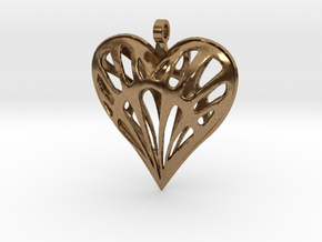 Heart Nouveau Pendant in Natural Brass