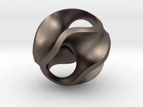 Gyroid Pendant in Polished Bronzed Silver Steel