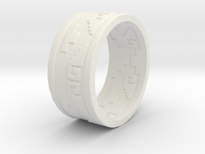 Aztec Ring  in White Natural Versatile Plastic