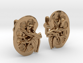 Anatomical Kidney Cufflinks in Polished Brass
