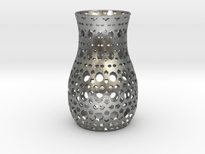 Tealight Sleeve Geometric - Small in Natural Silver