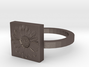 Daisy Ring in Polished Bronzed Silver Steel