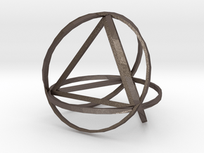 Tetrahedron inside rings in Polished Bronzed Silver Steel