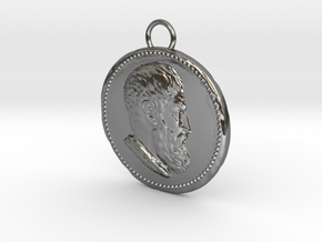 Epicurus Pendant 1.5 inches in Polished Silver