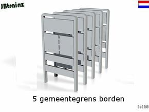 5 gemeentegrens borden (1:160) in Tan Fine Detail Plastic