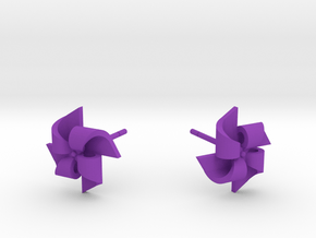 Pinwheel Earrings Small size in Purple Processed Versatile Plastic