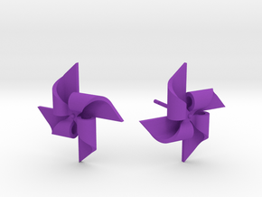 Pinwheel Earring Large size in Purple Processed Versatile Plastic
