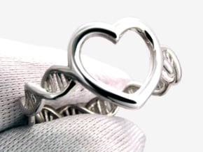Heart DNA Ring in Polished Silver