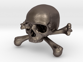 58mm 2.28in Skull & Bones Skull Crane Schädel in Polished Bronzed Silver Steel