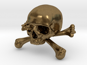 58mm 2.28in Skull & Bones Skull Crane Schädel in Natural Bronze