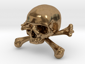 58mm 2.28in Skull & Bones Skull Crane Schädel in Natural Brass