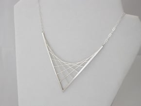 Parabolic Suspension Statement Necklace - Metal in Fine Detail Polished Silver