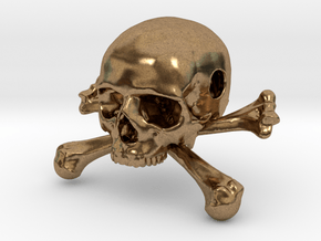 35mm 1.4in Bead Skull & Bones Pendant Crane in Natural Brass
