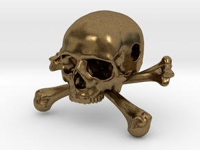 35mm 1.4in Bead Skull & Bones Pendant Crane in Natural Bronze
