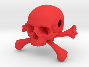35mm 1.4in Bead Skull & Bones Pendant Crane in Red Processed Versatile Plastic