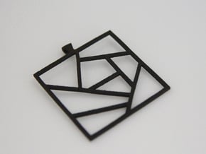 Crazy Quilt Pendant - Thicker Lines in Matte Black Steel