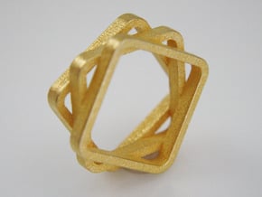 Stacked And Staggered Ring - US Size 08 in Polished Gold Steel