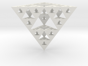 Hollow Sierpinski Tetrahedron in White Natural Versatile Plastic