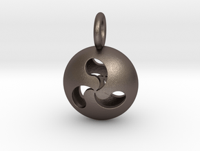 Tri Drop Pendant in Polished Bronzed Silver Steel