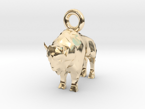 Bison Pendant in 14K Yellow Gold
