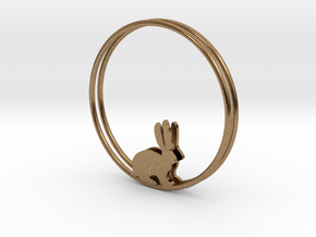 Bunny Hoop Earrings 40mm in Natural Brass