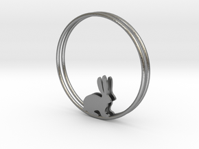 Bunny Hoop Earrings 40mm in Natural Silver
