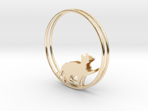 Give Me Some Food Cat Hoop Earrings 40mm in 14K Yellow Gold